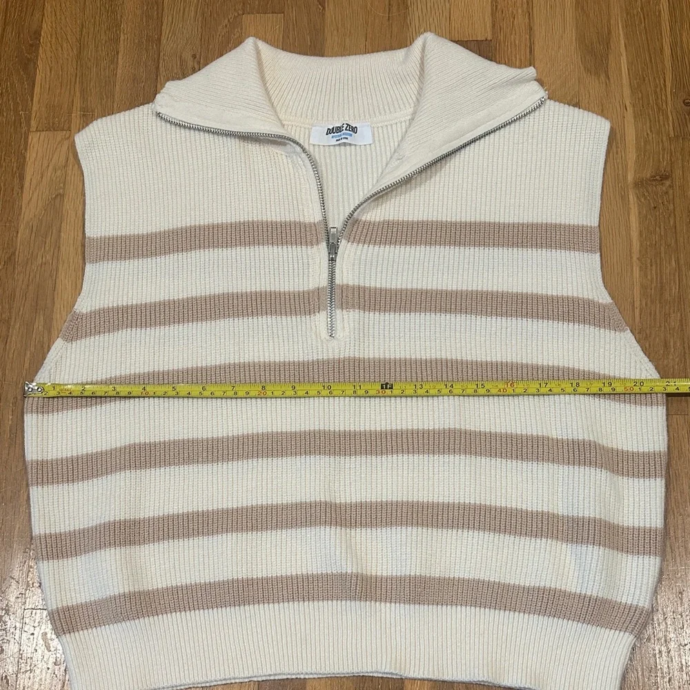 *last chance* Double Zero | Women’s Striped Sleeveless Zip-Up Sweater Vest - Picture 6 of 11